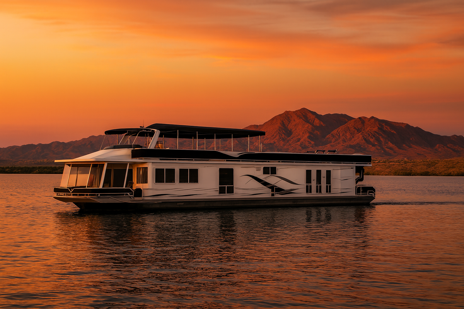 85' Houseboat on Lake Havasu during the Sunset