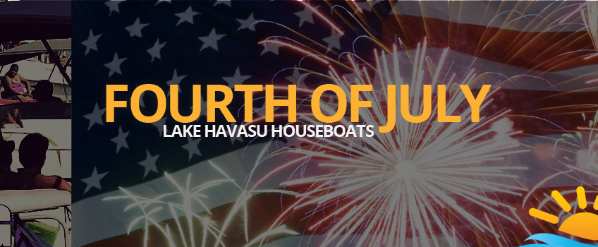 Fourth of July celebrations at Lake Havasu with fireworks and houseboats